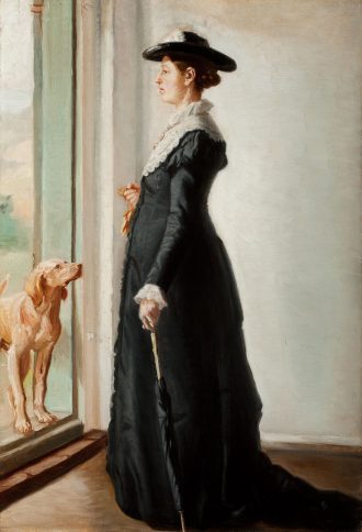 Anna Ancher stående i døren. Skitse til ''Portræt af min hustru''