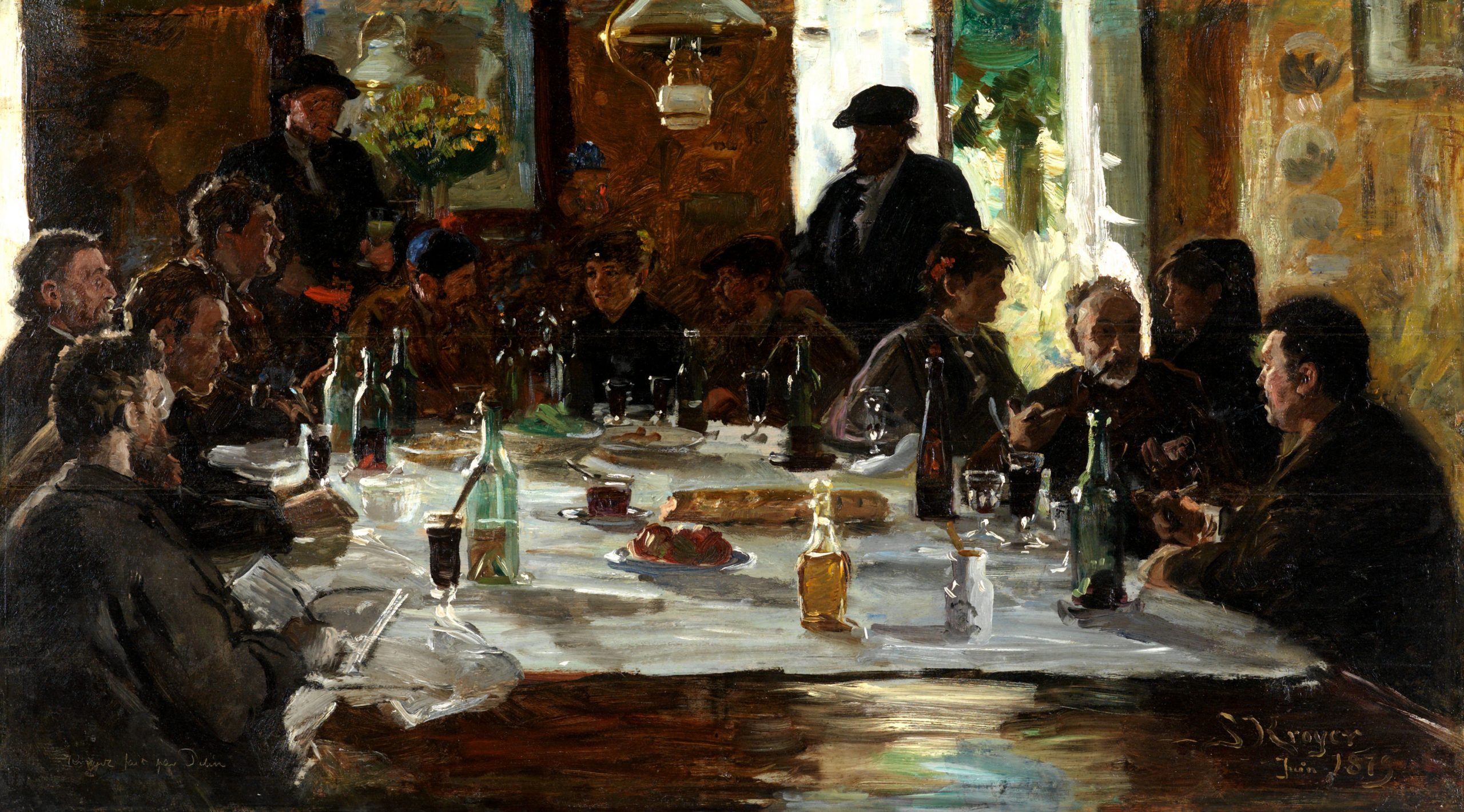 P.S. Krøyer; Kunstnerfrokost i Cernay-la-Ville. 1879. Skagens Kunstmuseer